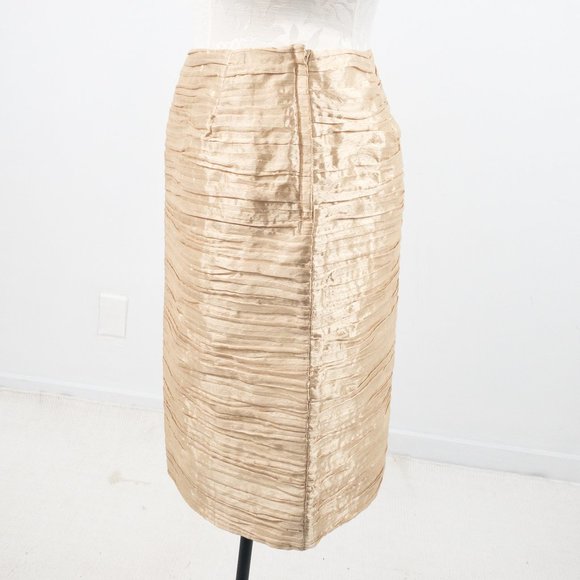 Vintage 80s 8 Formal Skirt Suit Dress Set Gold - Picture 4 of 15